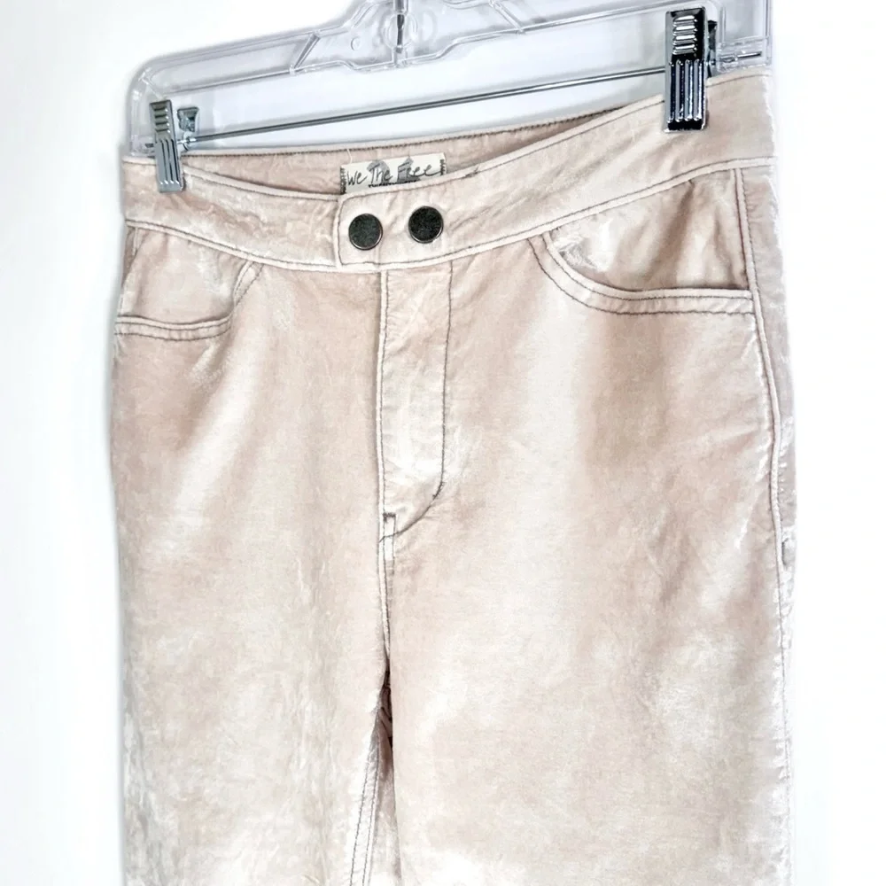 Free People Velvet Champagne Cream High Waist Cropped Skinny Pants Size 26, 2 - Picture 5 of 11